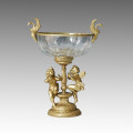 Vaso De Cristal Estátua Cisnes &amp; Elfins Bronze Escultura Tpgp-007